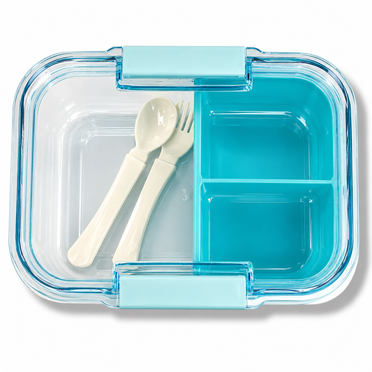 Lunch Box Transparent 3 Section Blue || لانش بوكس شفاف 3 اقسام ازرق