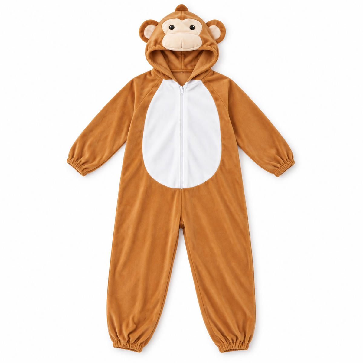 Tan Monkey Hooded Costume – Size M (110–120 cm) || زي قرد بني فاتح بغطاء رأس – مقاس M (110–120 سم)