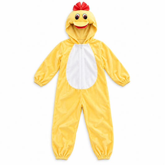 Yellow Chick Hooded Costume – Size M (110–120 cm) || زي كتكوت أصفر بغطاء رأس – مقاس M (110–120 سم)