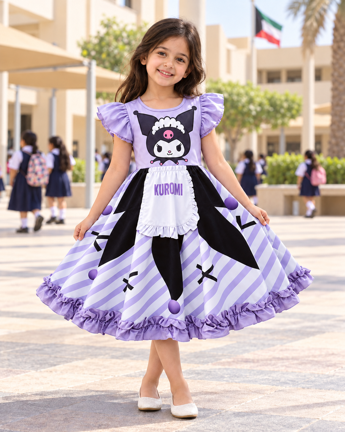Lavender Kuromi Print Costume Dress – Size M (110–120 cm) || فستان تنكري لافندر بطبعة كورومي – مقاس M (110–120 سم)