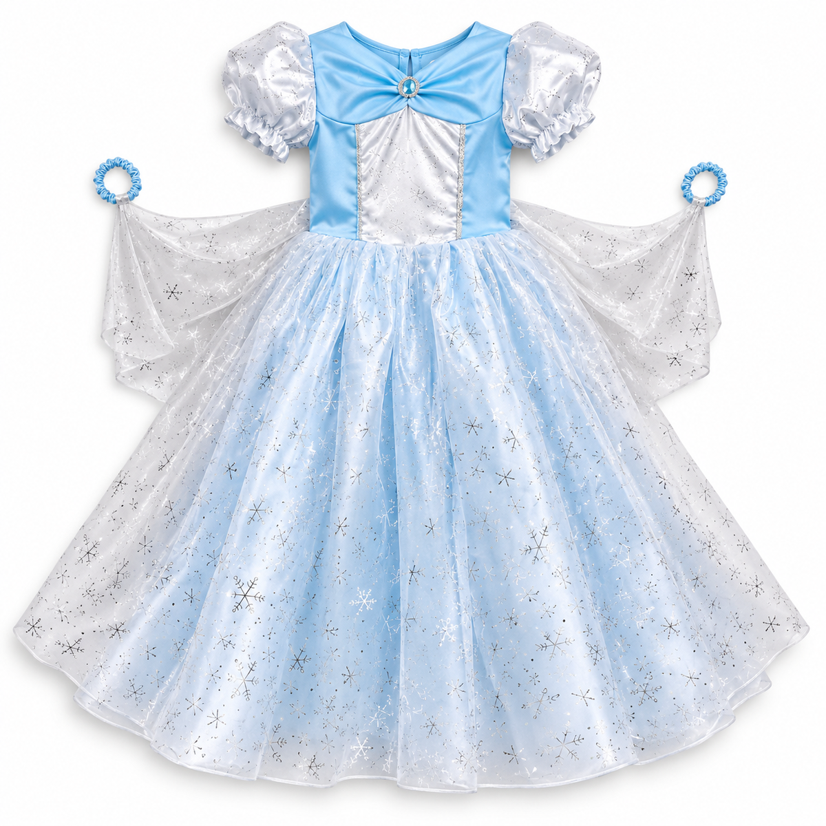 Blue and Silver Princess Ballgown Costume – Size M (110–120 cm) || فستان تنكري أميرة بالأزرق والفضي – مقاس M (110–120 سم)