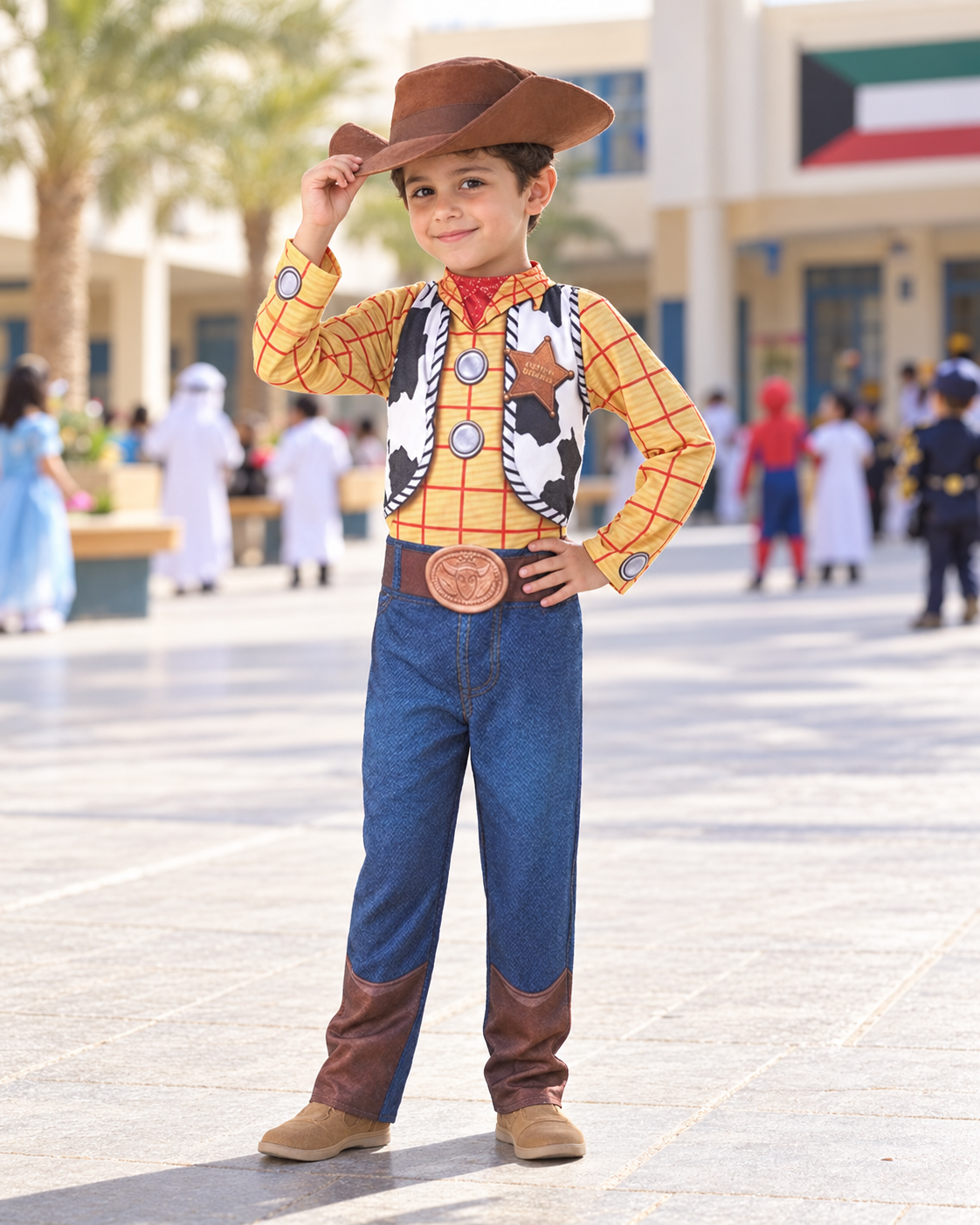 Cowboy Costume with Printed Vest and Hat – Size M (110–120 cm) || زي راعي البقر مع صديري مطبوع وقبعة – مقاس M (110–120 سم)