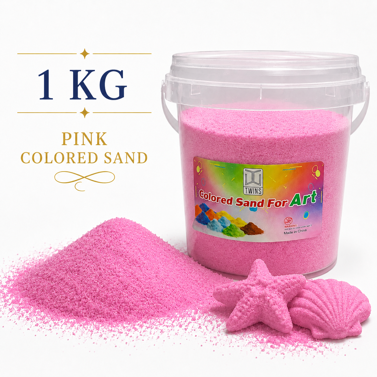 Twins Colored Sand 1 Kilo Pink || رمل ملون توينز 1 كيلو وردي