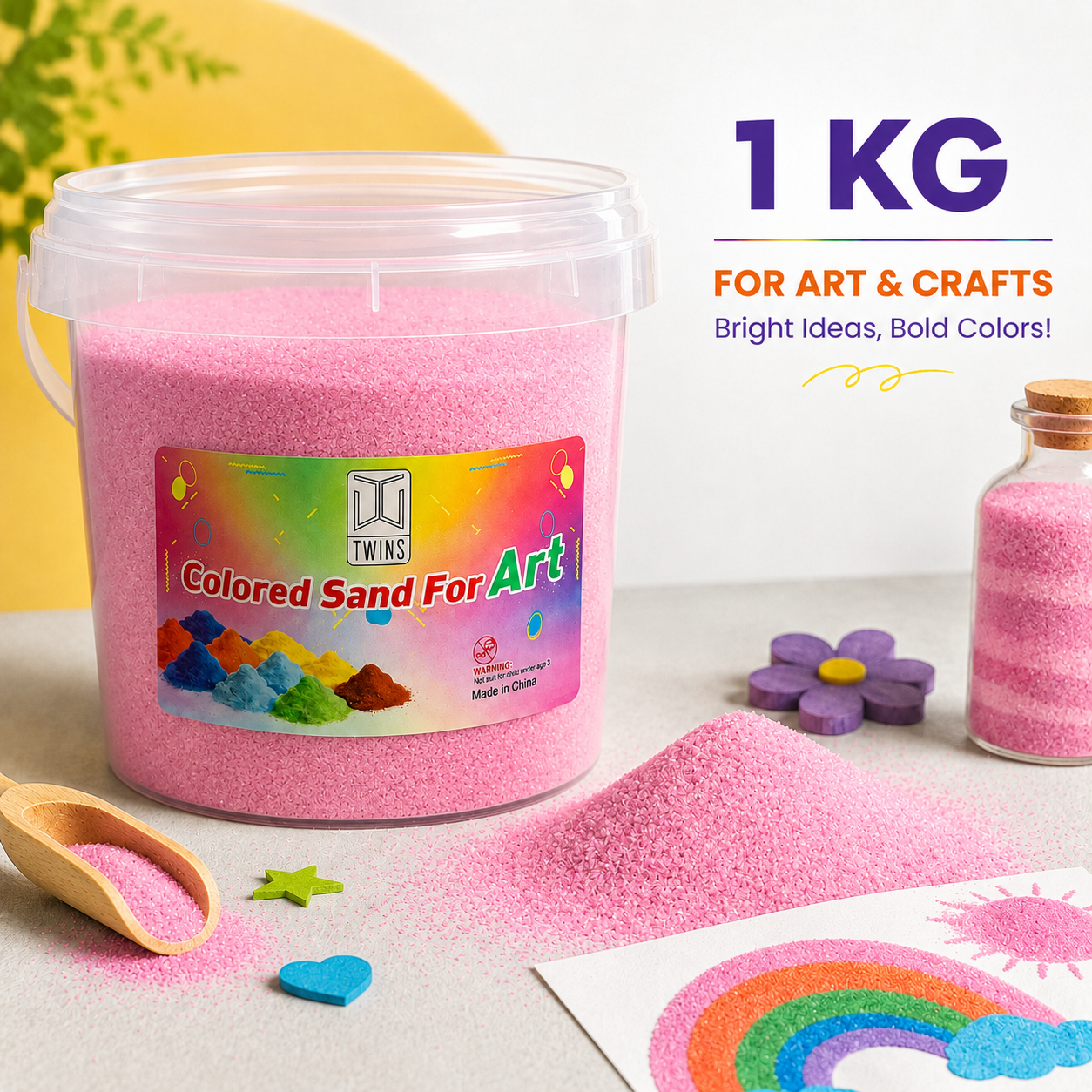 Twins Colored Sand 1 Kilo Pink || رمل ملون توينز 1 كيلو وردي