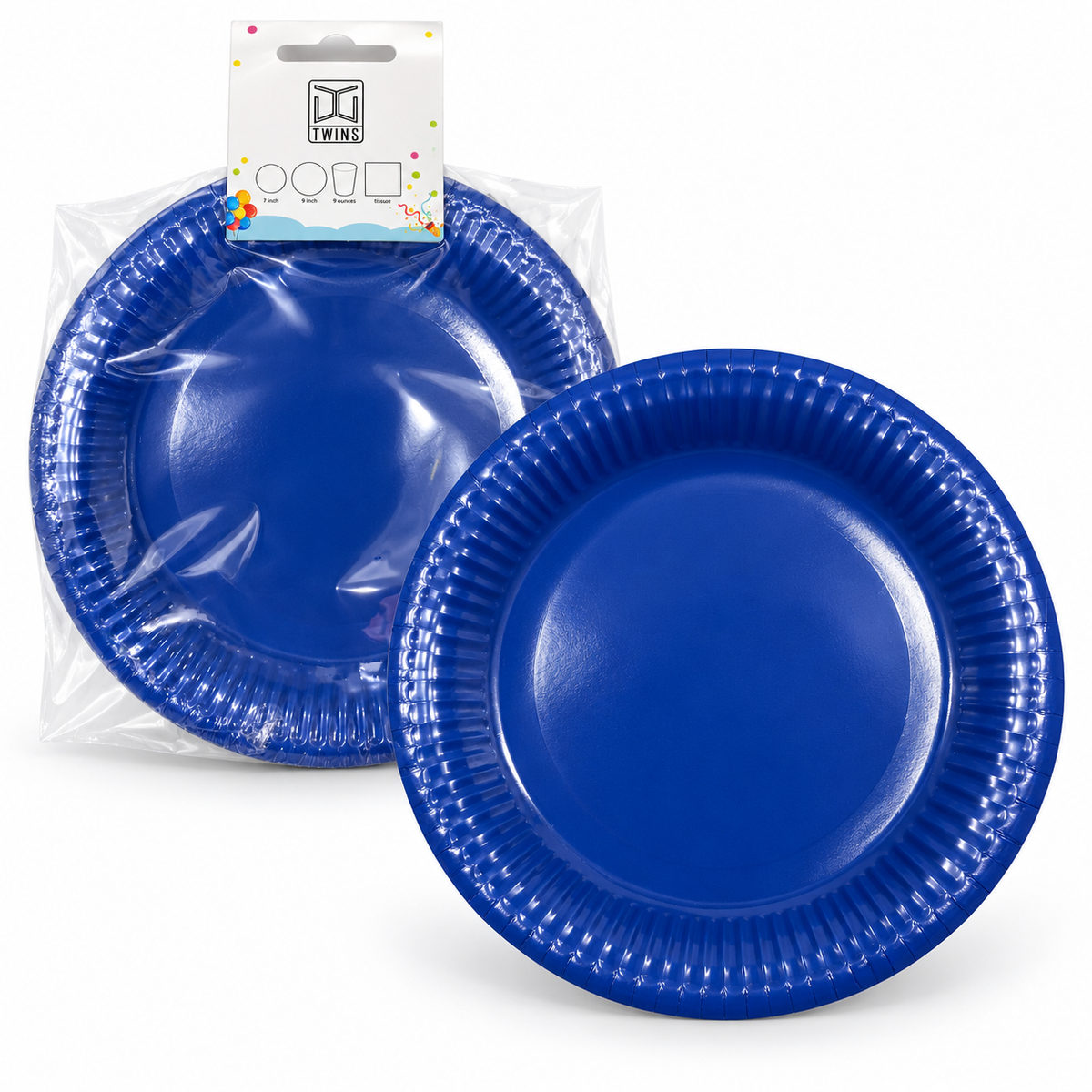 TWINS Blue Party Plates – Large || أطباق حفلات زرقاء – كبير