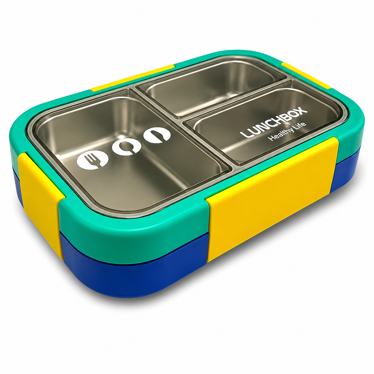 Lunch Box Stainless Steel 3 Section Green || لانش بوكس ستيل 3 اقسام اخضر