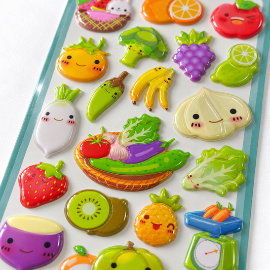 A&T Embossed Stickers Fruits Veggies Stickers #2 || ستيكرات بارزة اي اند تي خضار و فواكه #2