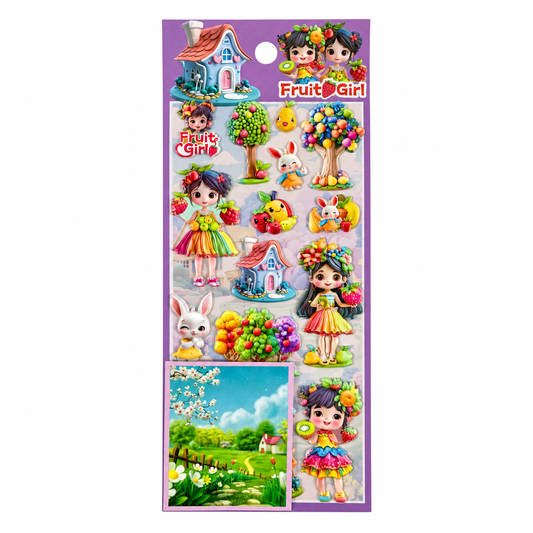 A&T Embossed Stickers Fruit Girl #2 || ستيكرات بارزة اي اند تي فرووت جيرل #2