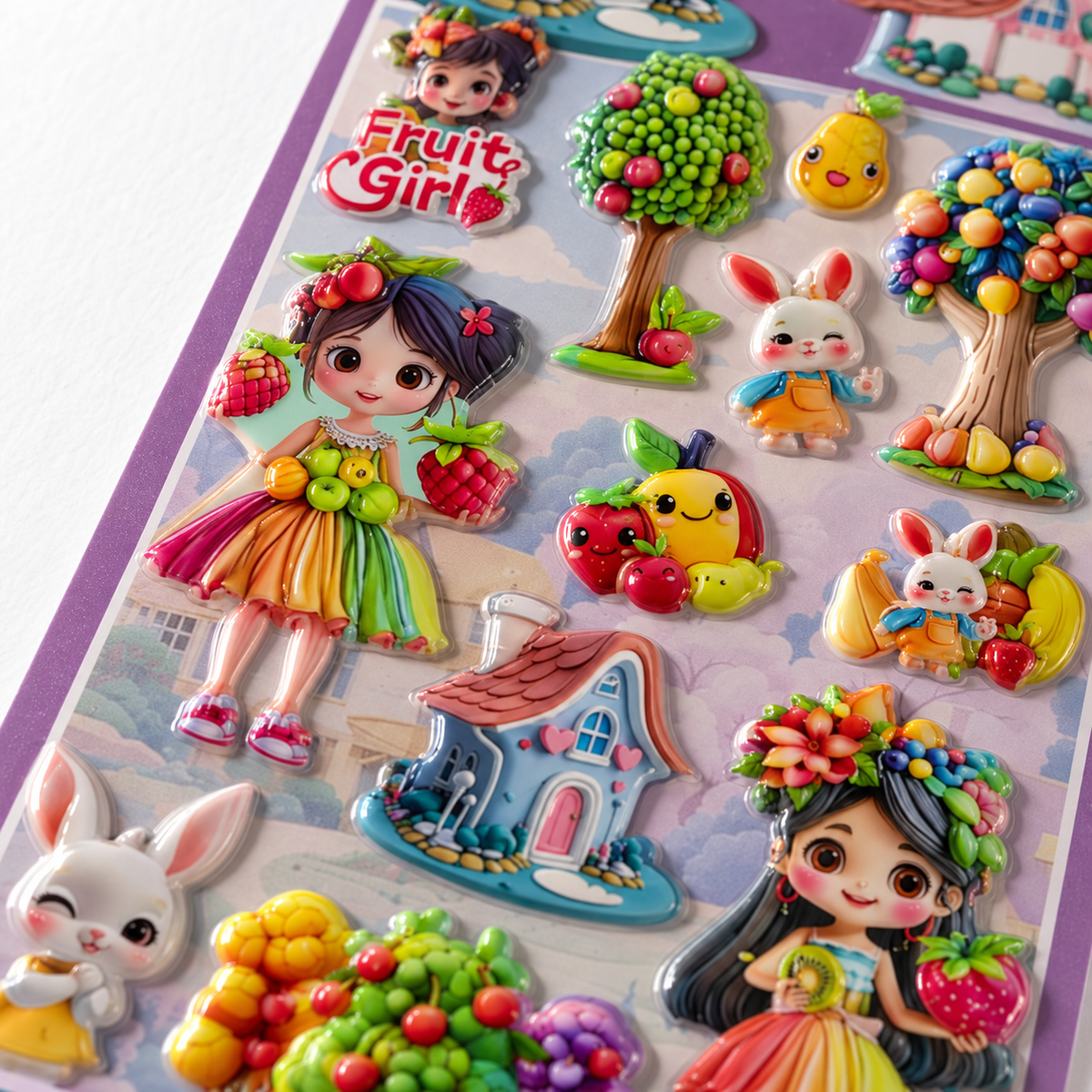 A&T Embossed Stickers Fruit Girl #2 || ستيكرات بارزة اي اند تي فرووت جيرل #2