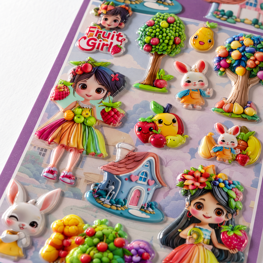 A&T Embossed Stickers Fruit Girl #2 || ستيكرات بارزة اي اند تي فرووت جيرل #2