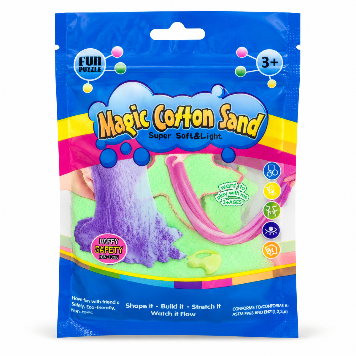 Magic Cotton Sand Blue Header Green Contents || رمل قطني سحري - غلاف أزرق ومحتوى أخضر