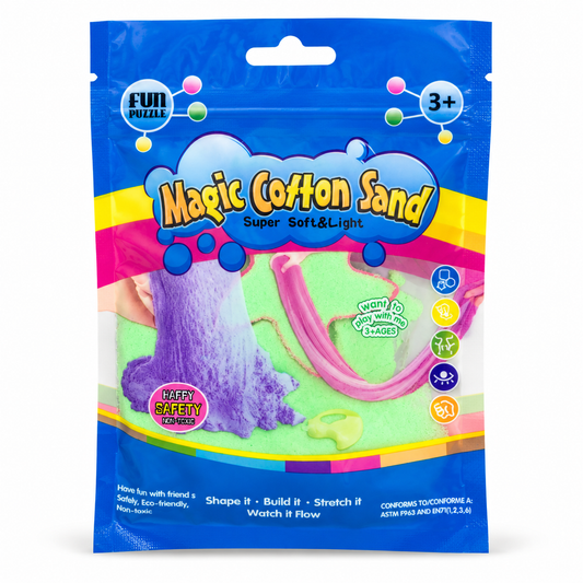 Magic Cotton Sand Blue Header Green Contents || رمل قطني سحري - غلاف أزرق ومحتوى أخضر