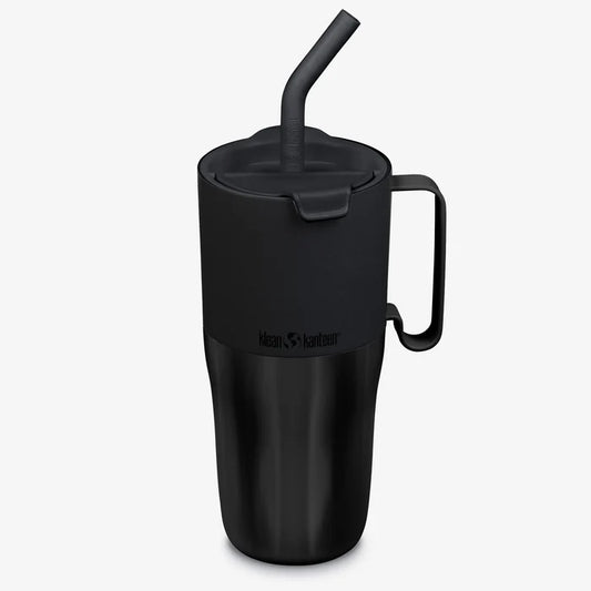 Klean Kanteen 768 ml Rise Tumbler Grippi Style with Straw Lid Black Color || مطارة ماء كلين كانتين مع عود مصاص ستايل جريبي 786 مل لون اسود