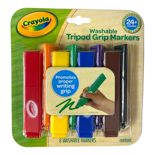 Crayola Washable Tripod Grip Markers 8 Colors || اقلام كرايولا المثلثة الشينية للاطفال ٨ لون