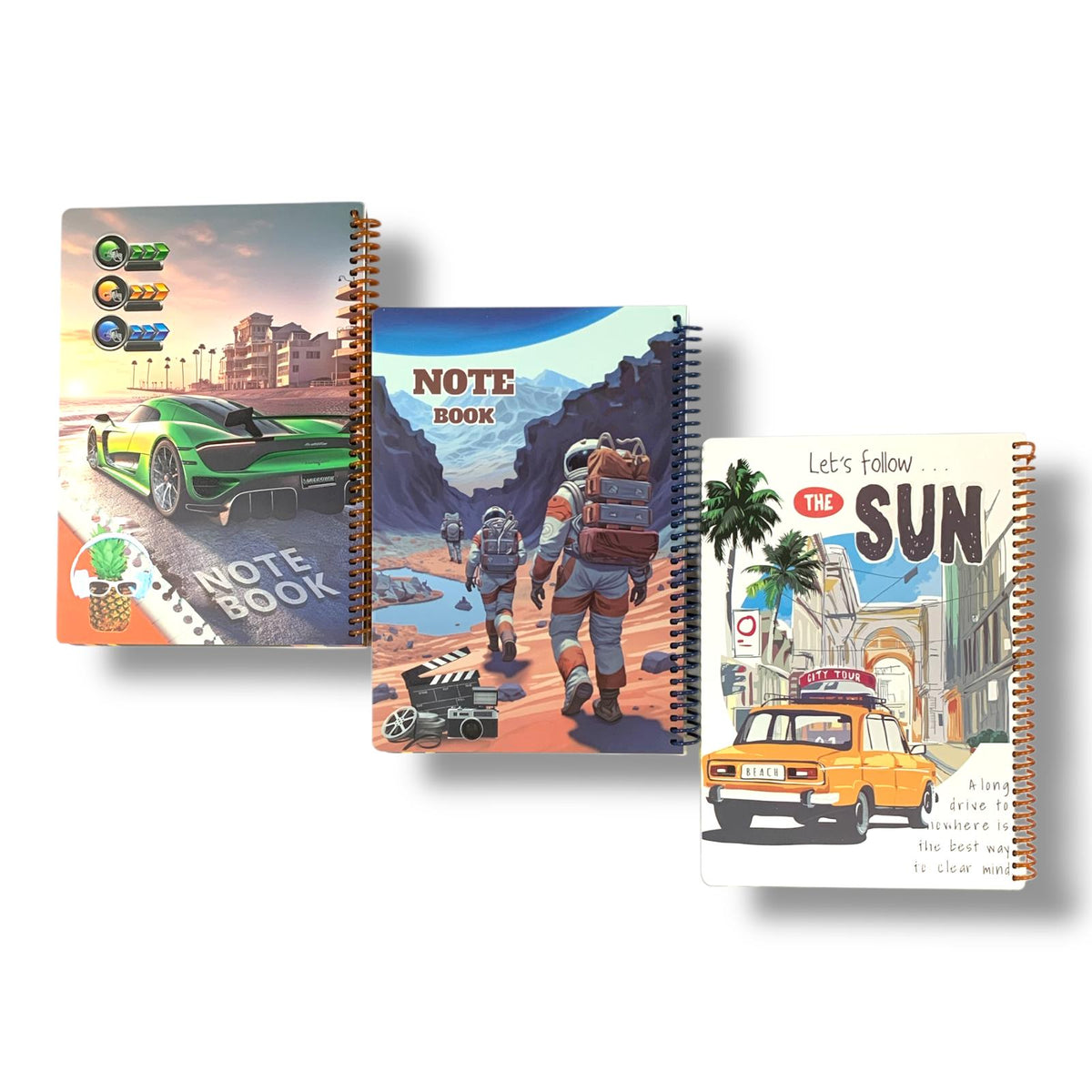 A&T Package 3 Notebooks 7x9 100 Pages Assorted Boys Models || مجموعة دفاتر اي اند تي 3 حبة حجم7*9 100 ورقة موديلات ولادي متنوعة
