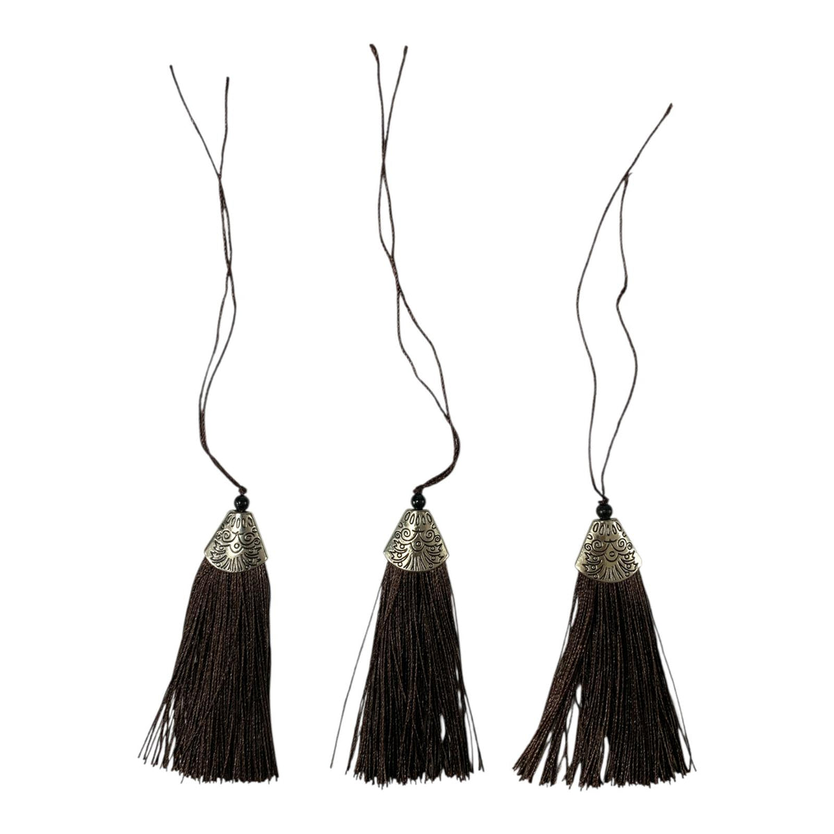 Silk Tassels with Decorative Caps 3-Pack for Art and Crafts #4 || كراكيش ملونة براس حديد 3 قطعة للاشغال اليدوية #4