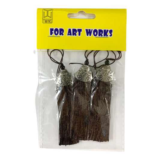 Silk Tassels with Decorative Caps 3-Pack for Art and Crafts #4 || كراكيش ملونة براس حديد 3 قطعة للاشغال اليدوية #4