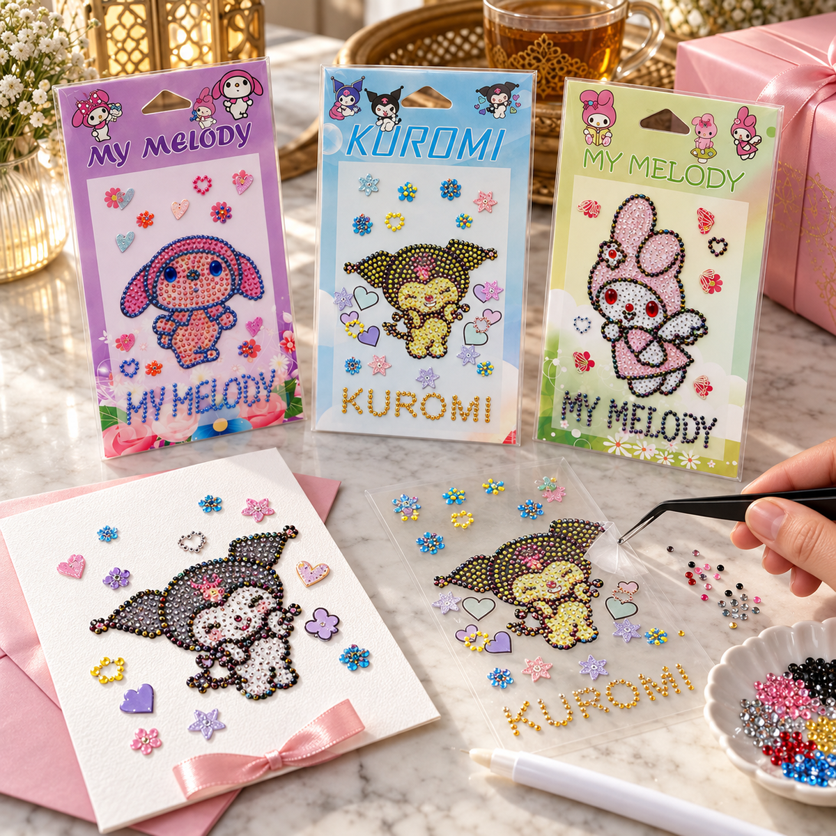 Bedazzeled crystal Sticker Assorted Colors Kuromi and Friends || ستيكر كريستال شخصيات كورومي — lifestyle photo 4