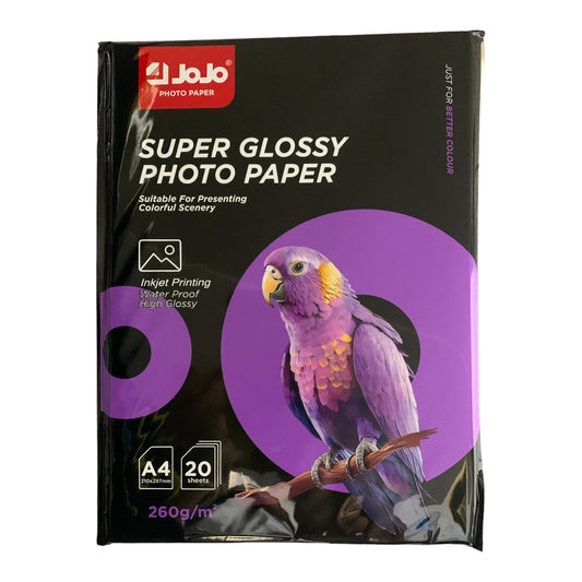 Jojo Super Glossy Photo Paper 260 g 20 Pcs || ورق جوجو قلوسي ٢٦٠ جرام ٢٠ ورقة