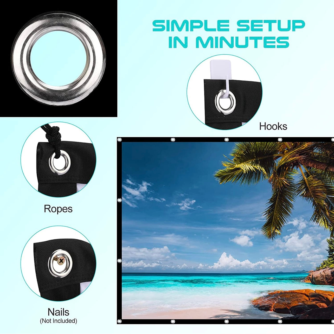 SMQ Simple Foldable Movie Projector Screen (100 inch) || اس ام كيو شاشة عرض قابلة للطي (100 بوصة)