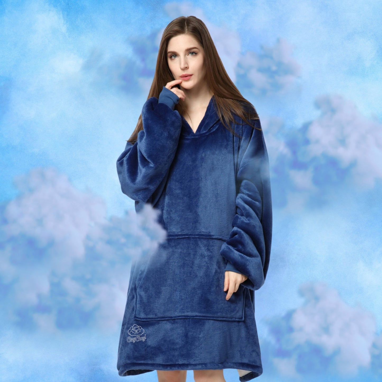 Cozy Cloud Hoodie Fleece Interior Eclipse Blue || هودي كوزي كلاود مبطن من الداخل لون ازرق