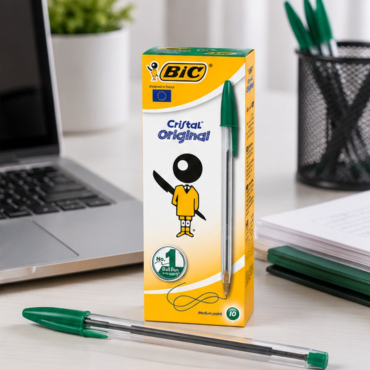 باكيت ١٠ أقلام حبر BIC Cristal Original أخضر 1.0 مم
