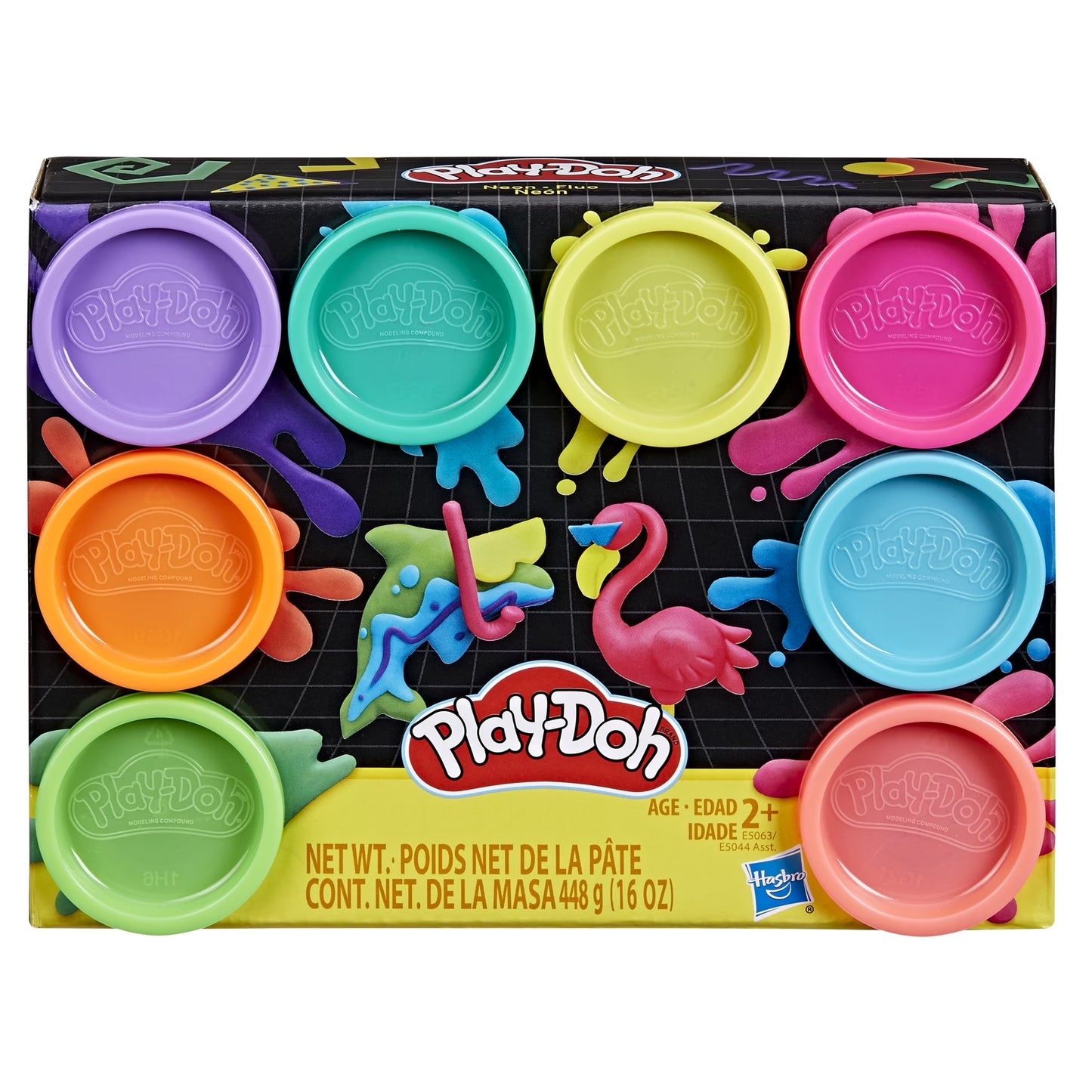 Play-Doh Neon Colors 8 Pack of 2-Ounce Cans, Arts and Crafts for Kids || مجموعة طين صلصال بلي دوه 8 لون فسفوري للاطفال