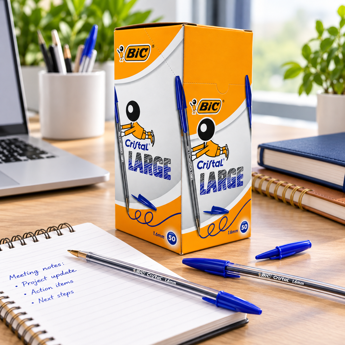 Bic Cristal Large 50 Pc Pack Blue Pens || باكيت اقلام حبر بيك كريستال ازرق ٥٠ قلم
