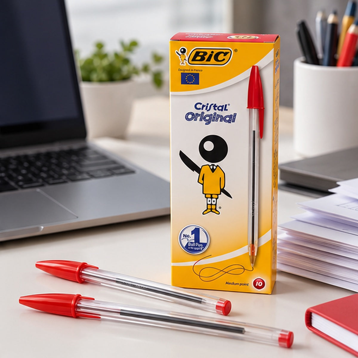 باكيت ١٠ أقلام حبر BIC Cristal Original أحمر 1.0 مم