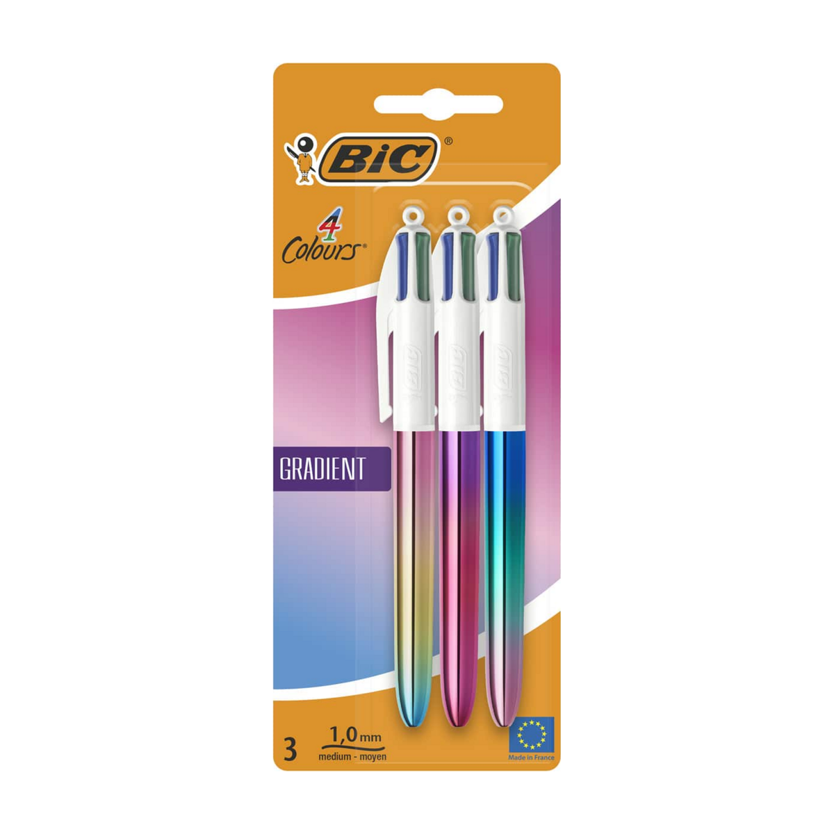 BIC 4 Colours Gradient Pens – Pack of 3 || طقم أقلام بيك 4 ألوان متدرجة 3 حبة