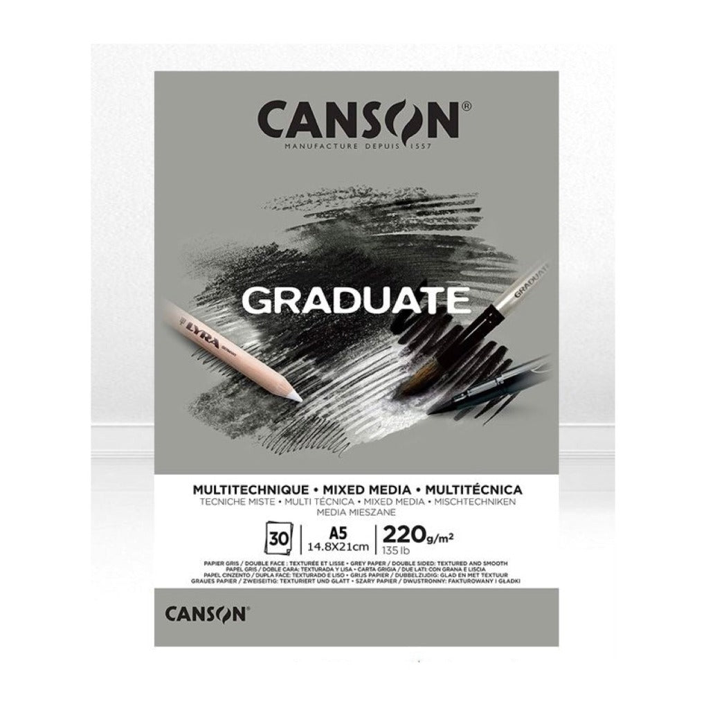 Canson Graduate Mixed Media Gray A5 || A5 كراسة كانسون رمادي مكس ميديا