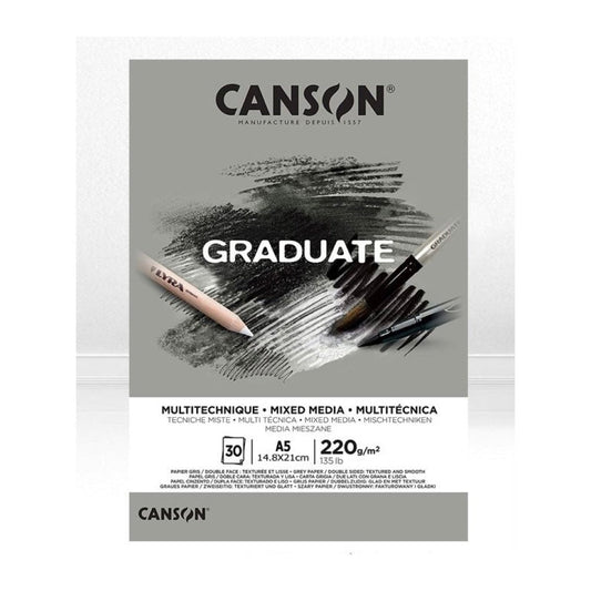 Canson Graduate Mixed Media Gray A5 || A5 كراسة كانسون رمادي مكس ميديا