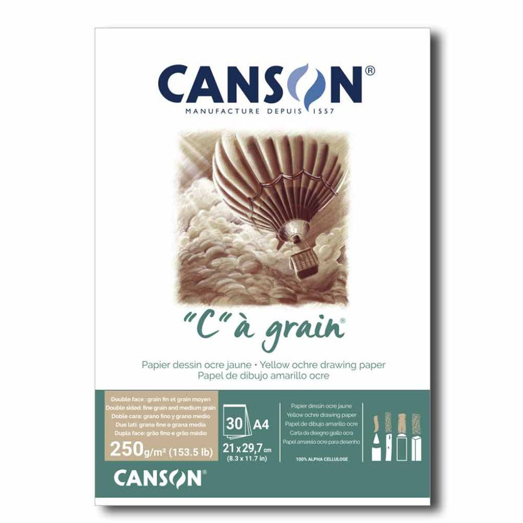 Canson ® "C" à grain® Drawing Paper 250 gm A4 Tan  || كراسة رسم ورق كرافت بني كانسون 250 جم تان حجم اي فور
