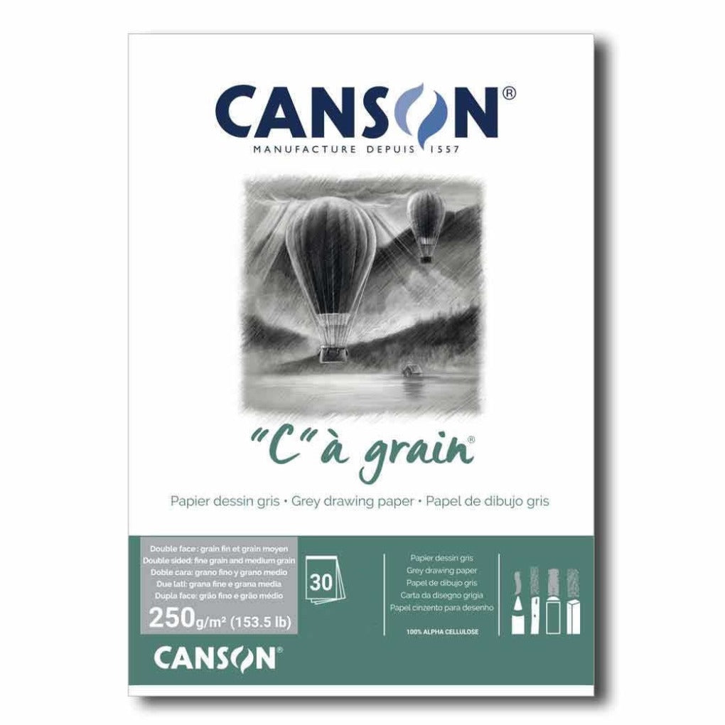 Canson ® "C" à grain® Drawing Paper 250 gm A3 Gray || كراسة رسم كانسون 250 جم رمادي
