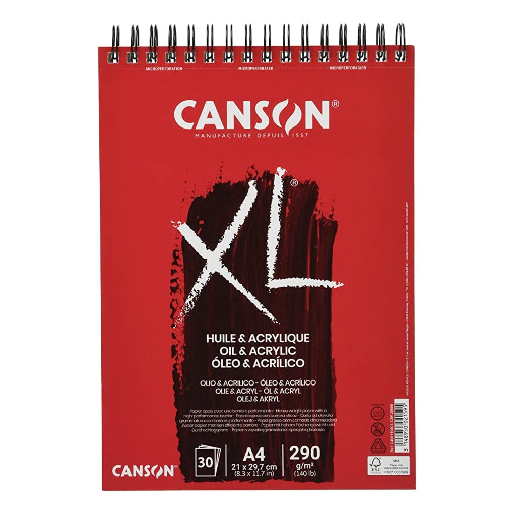 CANSON XL® Acrylic and Oil Paper Pad 290 gm A4 || كراسة رسم كانسون للاكريلك والزيتي 290 جم A4