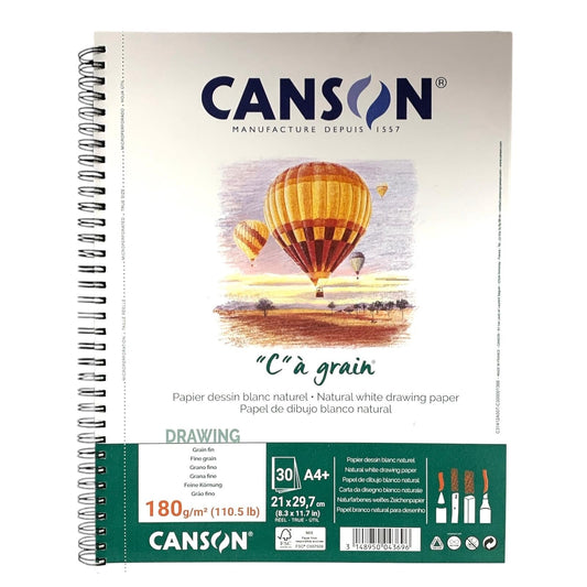Canson C à Grain Drawing 224 GSM Fine Grain A4 30 Sheets white paper || كانسون C à Grain، رسم، 224 جرام، اي فايف 30 ورقة ورق أبيض