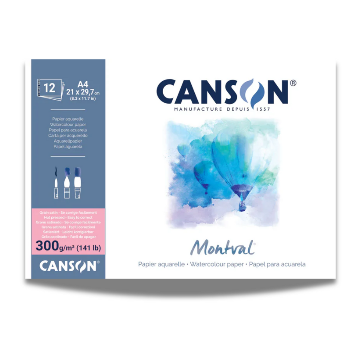 Canson Montval A4 300gsm Hot Pressed Natural White Watercolour Pad