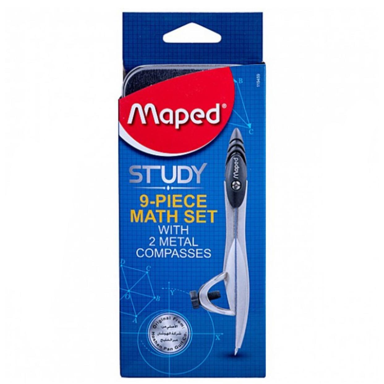 Maped Math Study Set of 9 || علبة هندسه مابد⁩ ٩ قطع