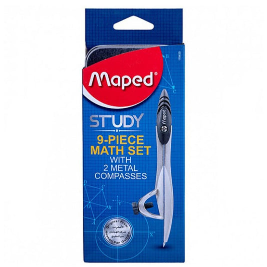 Maped Math Study Set of 9 || علبة هندسه مابد⁩ ٩ قطع