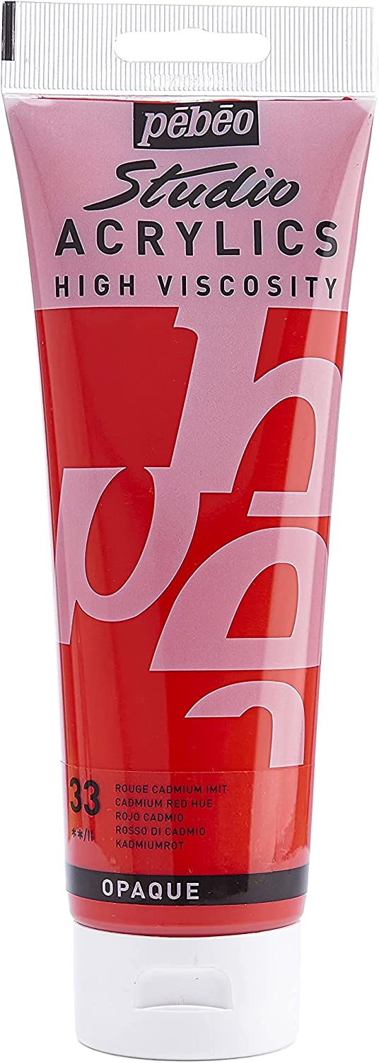 Pebeo Studio Acrylics High Viscosity 250 ml Cadmium Red || الوان بيبيو اكريليك 250 مل احمر كادميوم