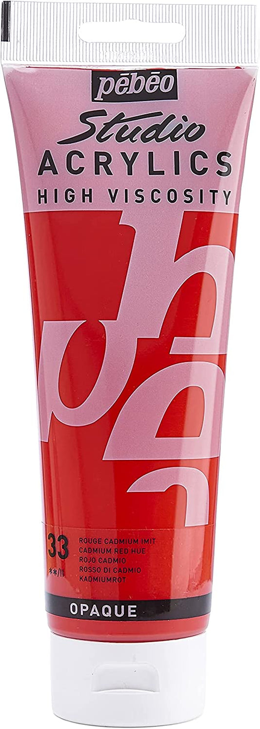 Pebeo Studio Acrylics High Viscosity 250 ml Cadmium Red || الوان بيبيو اكريليك 250 مل احمر كادميوم