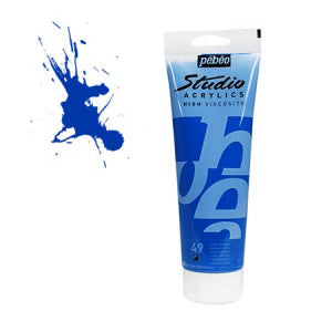 Pebeo Studio Acrylics High Viscosity 250 ml Cyan Blue || الوان بيبيو اكريليك 250 مل ازرق اساسي سيان