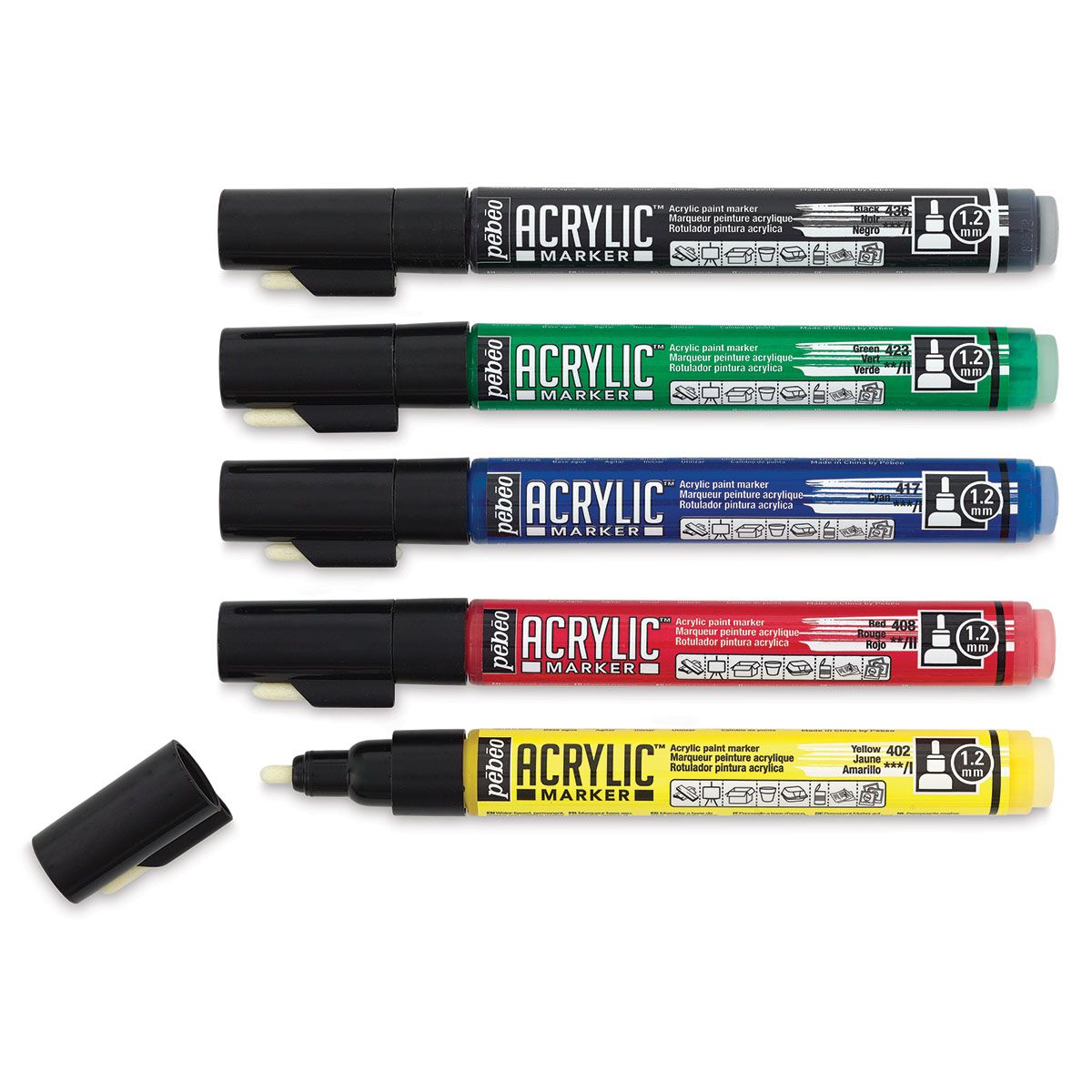 Pebeo Acrylic Marker Set 5 Primary Colors || مجموعه اقلام اكريليك بيبيو 5 الوان اساسية