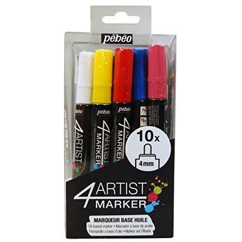 Pebeo 4Artist Marker Set, 10 colors  4mm || الوان بيبيو فور ارتست ماركر 10 الوان 4 مم