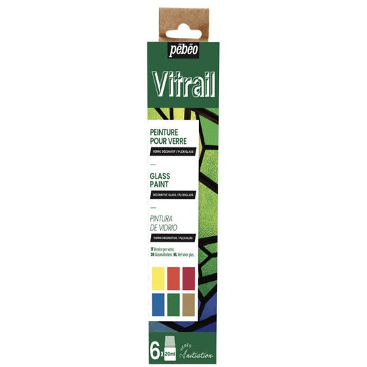 Pebeo Vitrail Glass Paint Set 6 Colors 20 ml || مجموعه الوان زجاج بيبيو فيترال 6 لون حجم 20 مل