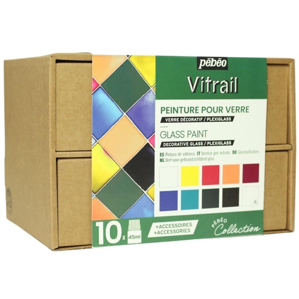Vitrail pebeo Glass Paint Box Set 10 Colors || مجموعه الوان زجاج فيترال بيبيو 10 لون