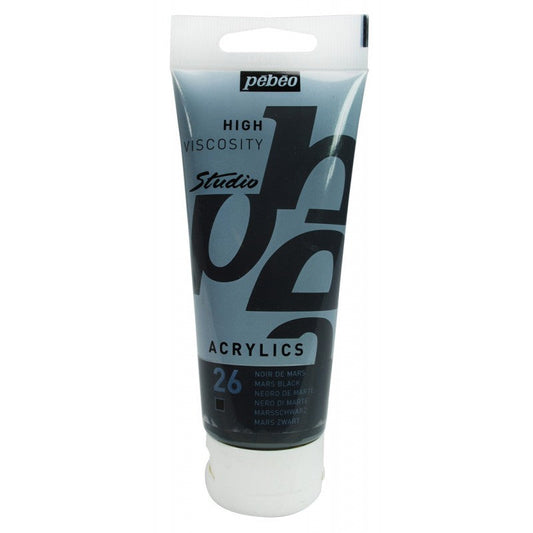 Pebeo Studio Acrylics High Viscosity 100 ml Black Mars || الوان بيبيو اكريليك 100 مل لون اسود