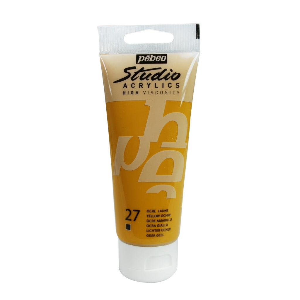 Pebeo Studio Acrylics High Viscosity 100 ml Ochre Yellow || الوان بيبيو اكريليك 100 مل لون اصفر اوكر