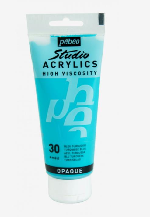 Pebeo Studio Acrylics High Viscosity 100 ml Turquoise Blue || الوان بيبيو اكريليك 100 مل لون ازرق تركوازي