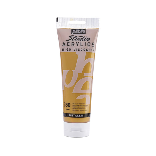Pebeo Studio Acrylics High Viscosity 100 ml Precocious Gold || الوان بيبيو اكريليك 100 مل لون ذهبي لامع